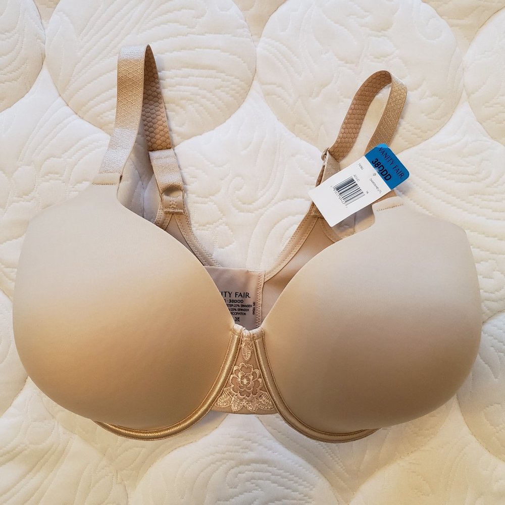 NWT Vanity Fair Beauty Back FullFigure Smoothing Underwire Bra #76380 Nude 38DDD